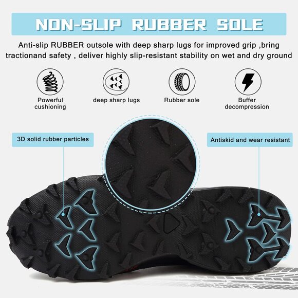 🆕 Men Black Trail Running Hiking Breathable Tennis Cross Training Walking Shoes - Picture 6 of 7